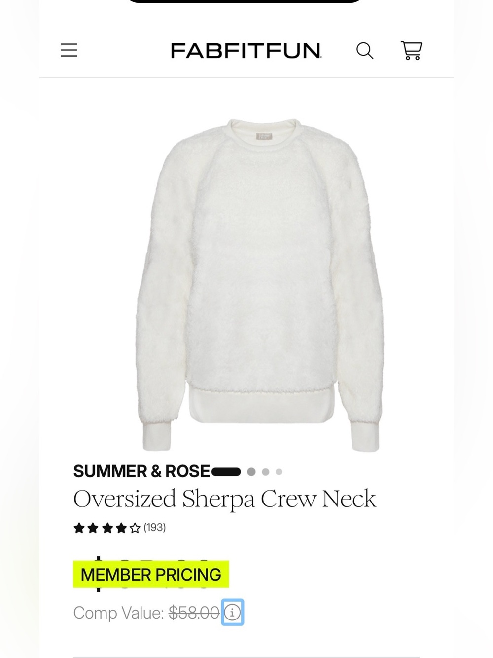 Summer & Rose x FabFitFun Cream Sherpa Sweatshirt